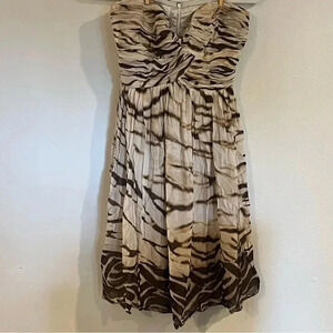 100% Silk Chiffon Donna Morgan Strapless Tie Dye Cocktail Dress Sz 6